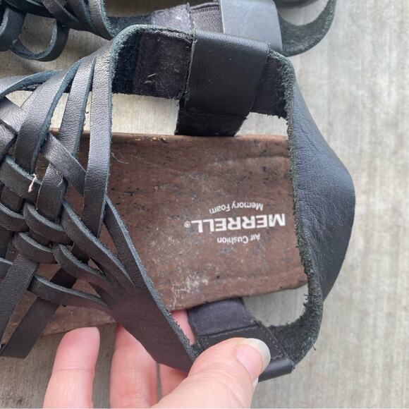 Merrell Black leather Strappy Sandals comfort bohemian boho hippie size 9 women - Picture 2 of 7